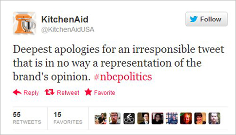 KitchenAid apology tweet