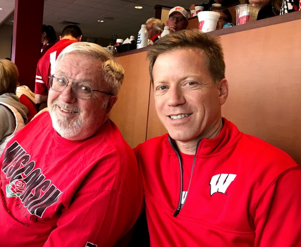 My dad and me at a Badger game in 2017. One of my favorite pics.